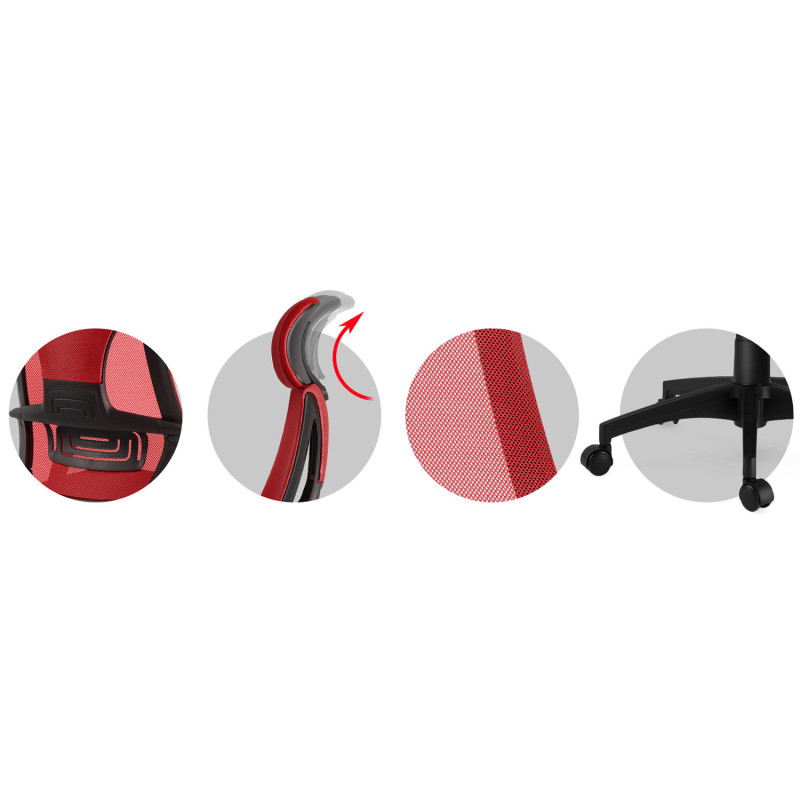 Praga mikromesh biuro fotelis - raudona ir juoda