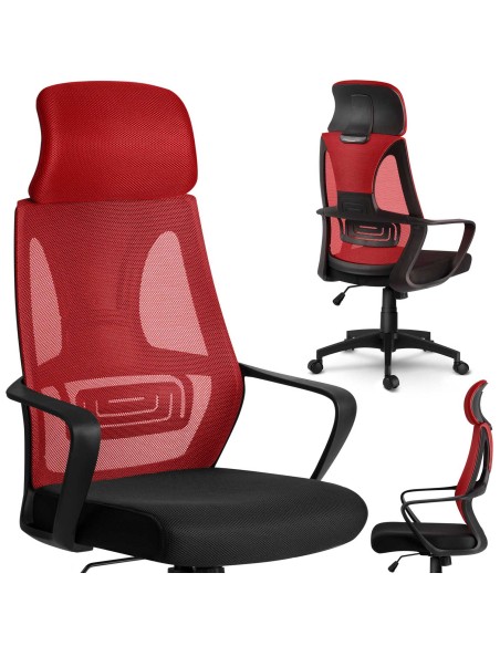 Praga mikromesh biuro fotelis - raudona ir juoda Praga mikromesh biuro fotelis - raudona ir juoda