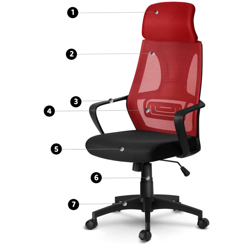 Praga mikromesh biuro fotelis - raudona ir juoda