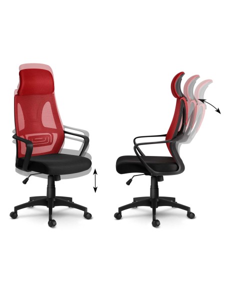 Praga mikromesh biuro fotelis - raudona ir juoda Praga mikromesh biuro fotelis - raudona ir juoda