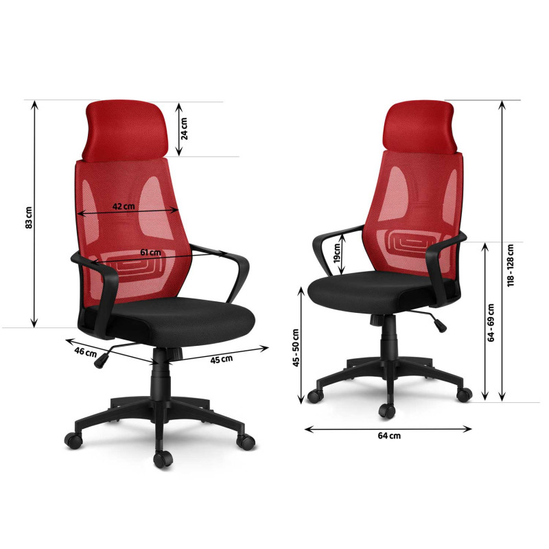 Praga mikromesh biuro fotelis - raudona ir juoda