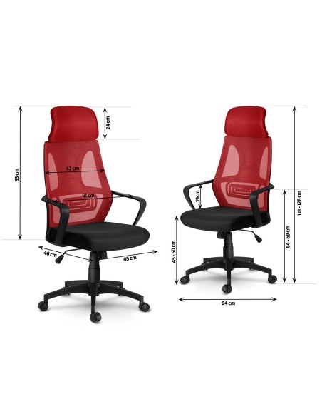 Praga mikromesh biuro fotelis - raudona ir juoda Praga mikromesh biuro fotelis - raudona ir juoda
