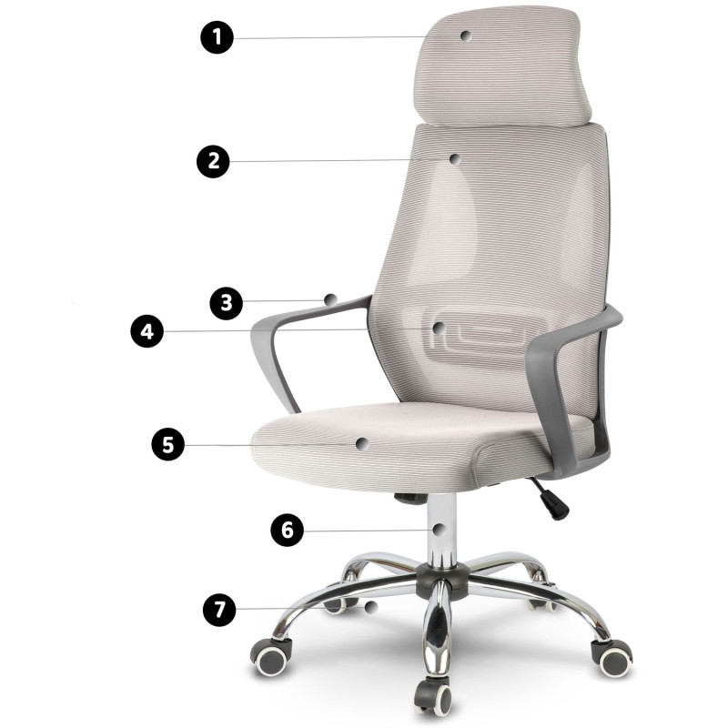 Praga mikromesh biuro fotelis - šviesiai pilkas