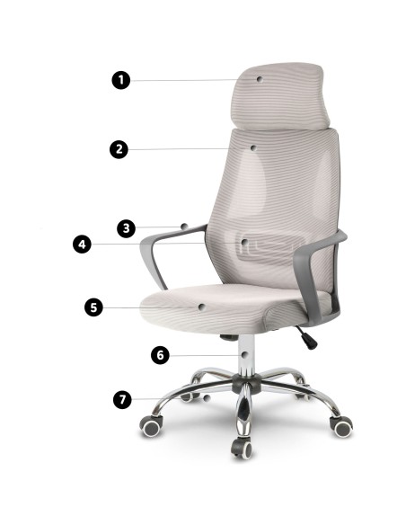 Praga mikromesh biuro fotelis - šviesiai pilkas Praga mikromesh biuro fotelis - šviesiai pilkas