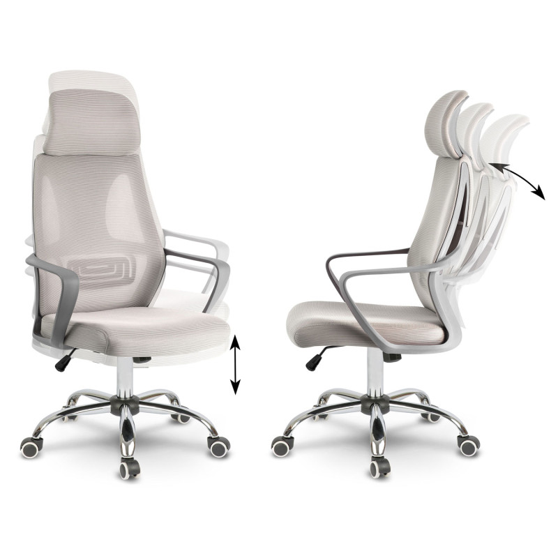 Praga mikromesh biuro fotelis - šviesiai pilkas