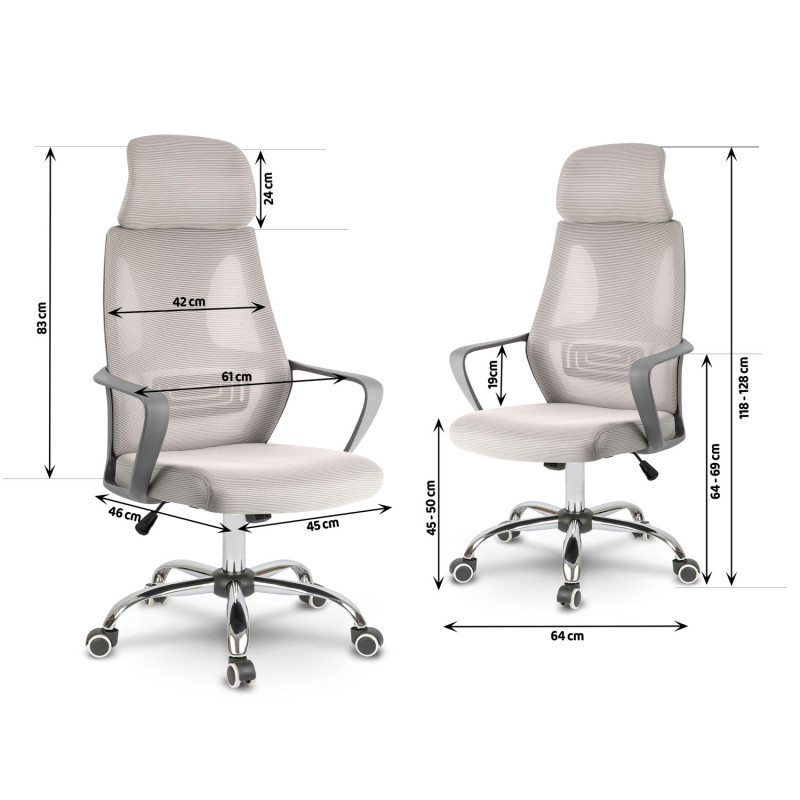 Praga mikromesh biuro fotelis - šviesiai pilkas