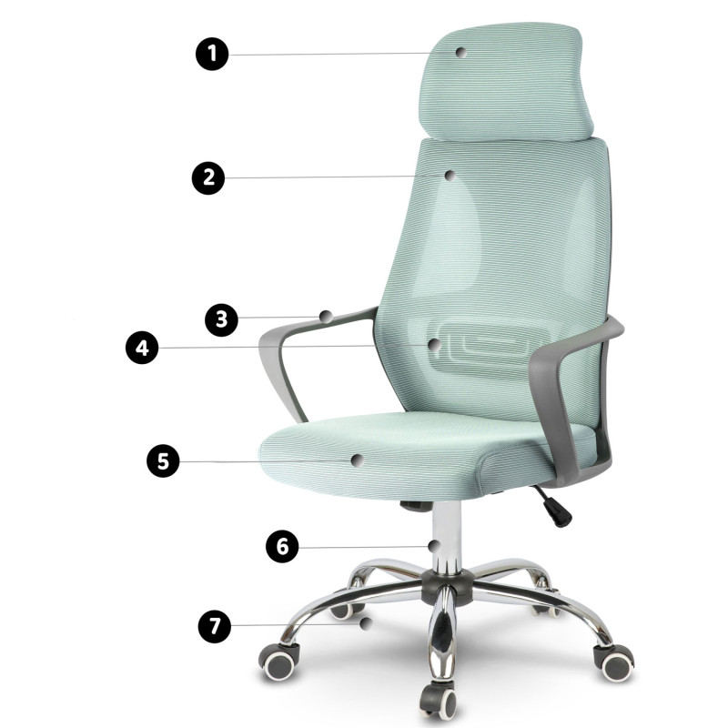 Praga mikromesh biuro fotelis - šviesiai mėlynas