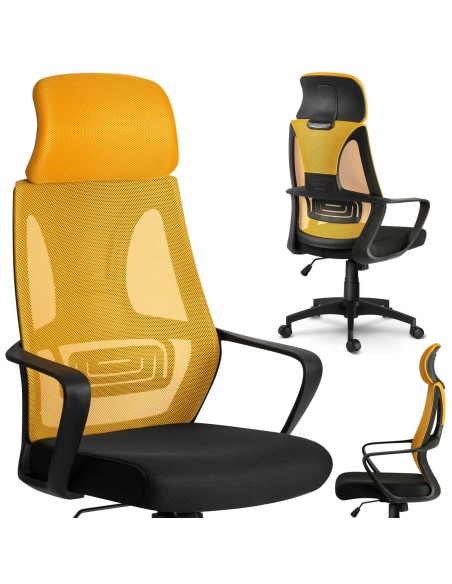 Praga micromesh biuro kėdė - geltona Praga micromesh biuro kėdė - geltona