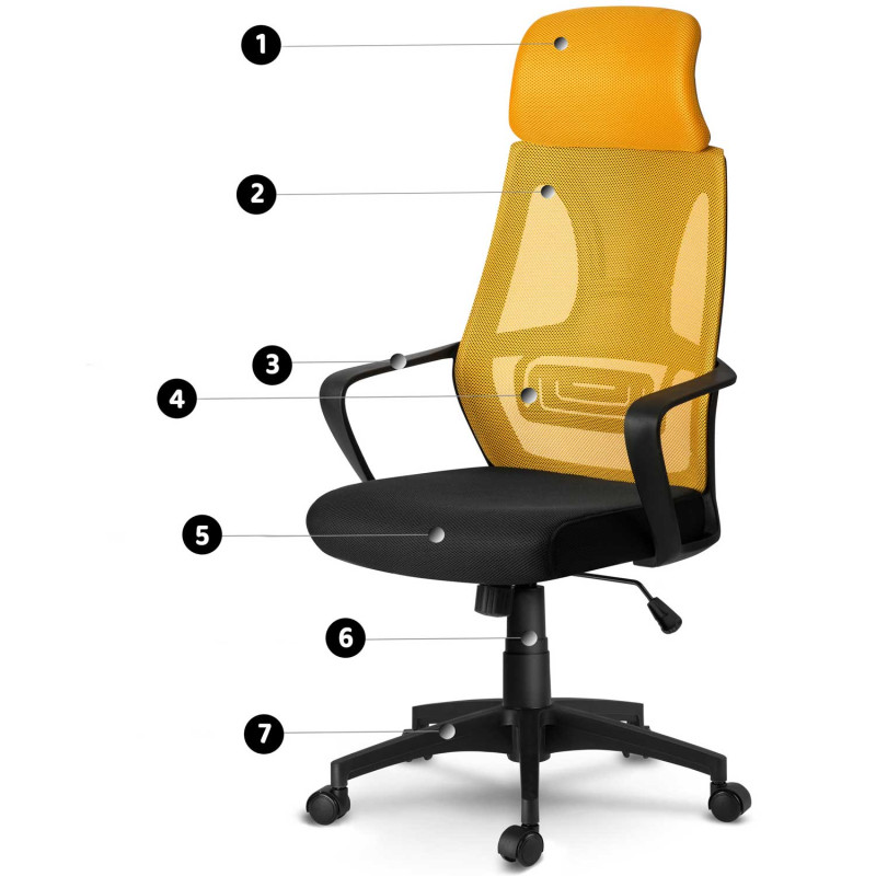 Praga micromesh biuro kėdė - geltona