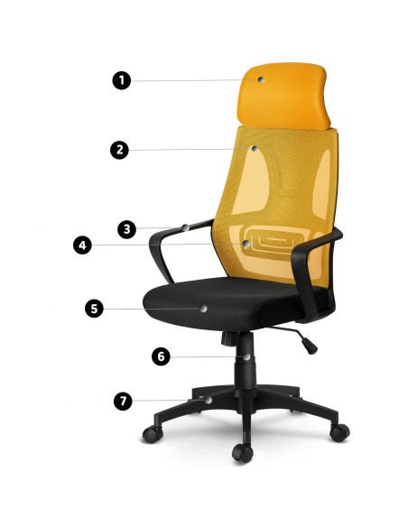 Praga micromesh biuro kėdė - geltona Praga micromesh biuro kėdė - geltona