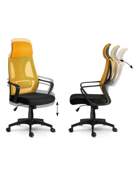Praga micromesh biuro kėdė - geltona Praga micromesh biuro kėdė - geltona