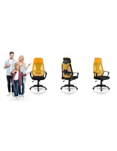 Praga micromesh biuro kėdė - geltona Praga micromesh biuro kėdė - geltona