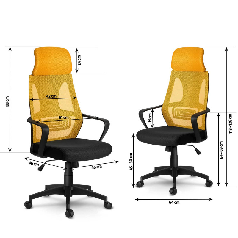 Praga micromesh biuro kėdė - geltona