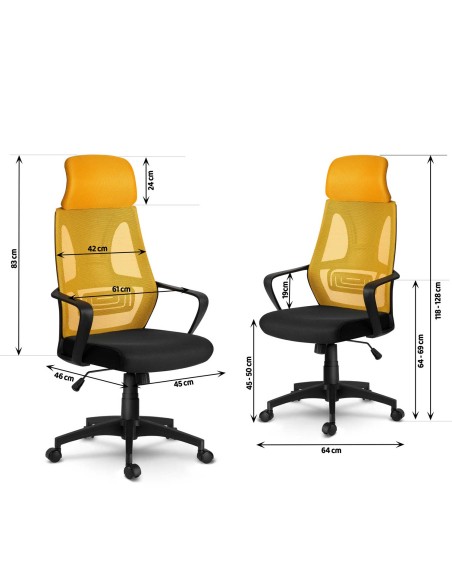 Praga micromesh biuro kėdė - geltona Praga micromesh biuro kėdė - geltona