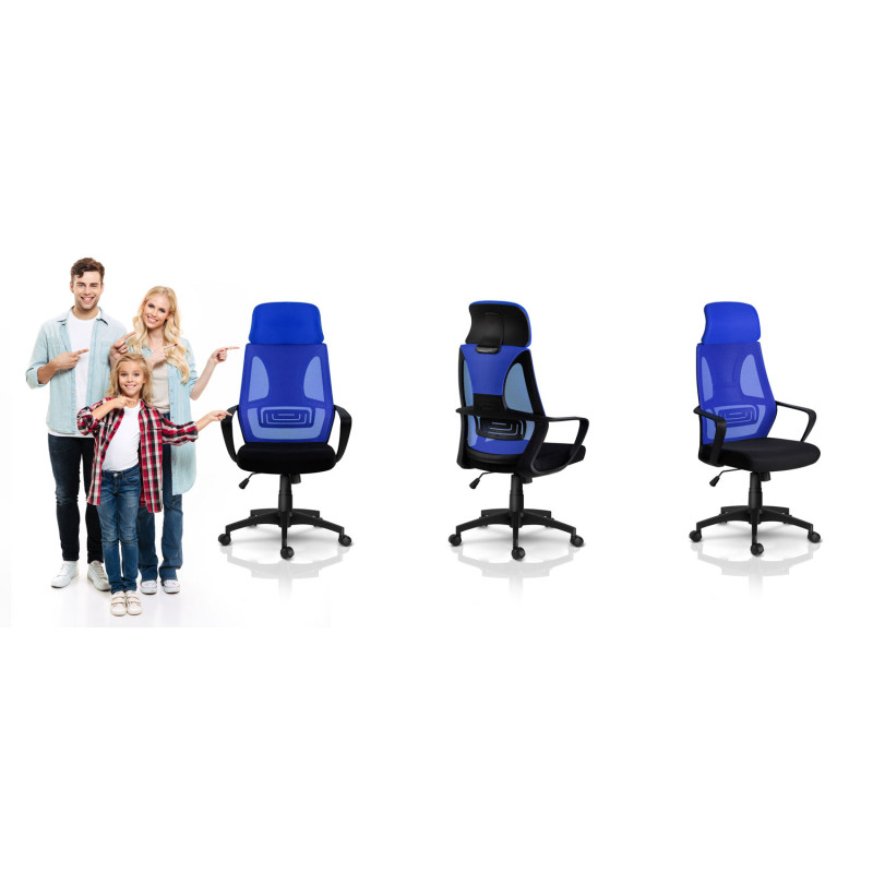 Praga mikromesh biuro fotelis - mėlynas