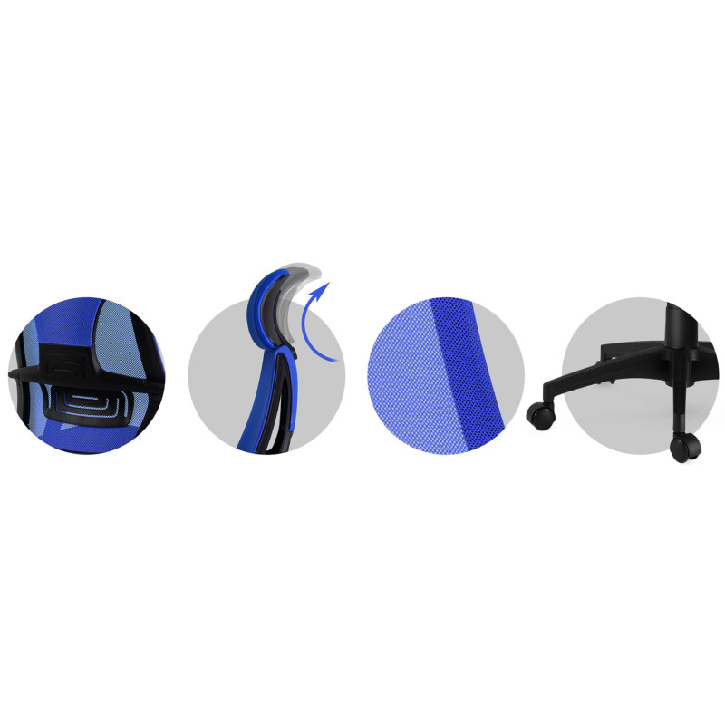 Praga mikromesh biuro fotelis - mėlynas