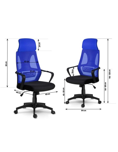 Praga mikromesh biuro fotelis - mėlynas Praga mikromesh biuro fotelis - mėlynas