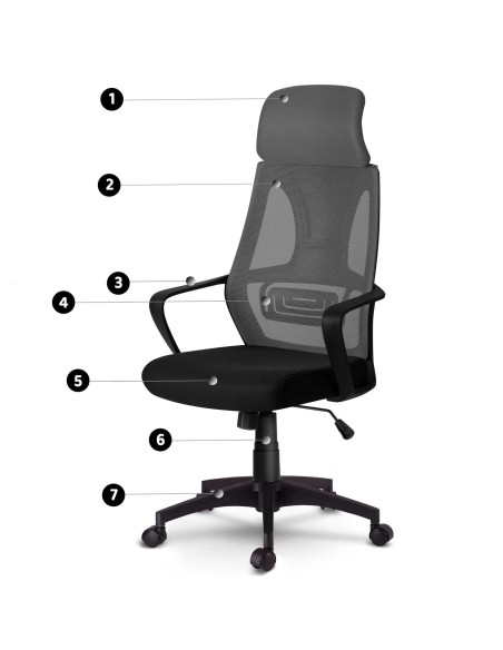 Praga mikromesh biuro fotelis - pilkas Praga mikromesh biuro fotelis - pilkas