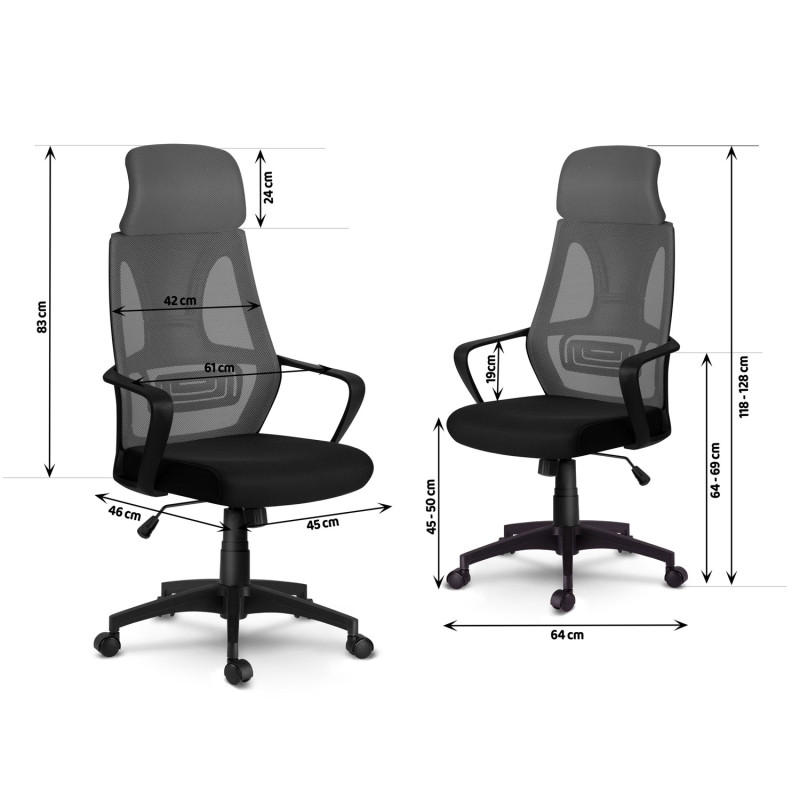 Praga mikromesh biuro fotelis - pilkas