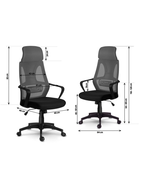 Praga mikromesh biuro fotelis - pilkas Praga mikromesh biuro fotelis - pilkas