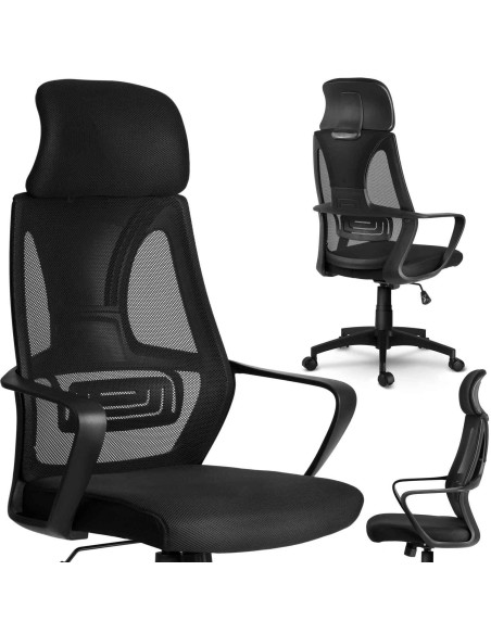 Praga mikromesh biuro fotelis - juodas Praga mikromesh biuro fotelis - juodas