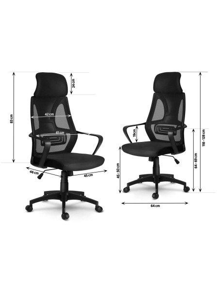 Praga mikromesh biuro fotelis - juodas Praga mikromesh biuro fotelis - juodas