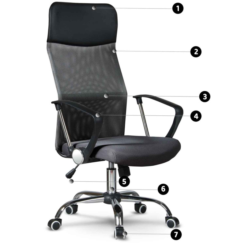 Biuro fotelis pagamintas iš mikro tinklelio So fotelis Sydney tamsiai pilka