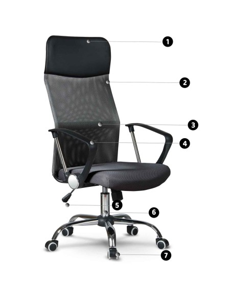 Biuro fotelis pagamintas iš mikro tinklelio So fotelis Sydney tamsiai pilka Biuro fotelis pagamintas iš mikro tinklelio So fotelis Sydney tamsiai pilka