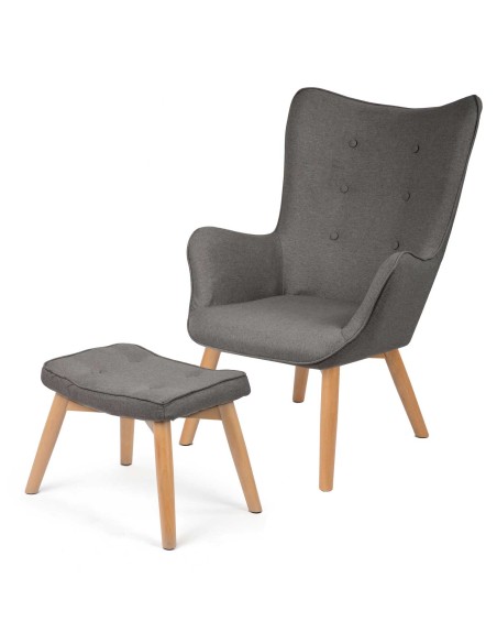 Sparnas fotelis su kėdute Sofotel Norse pilka Sparnas fotelis su kėdute Sofotel Norse pilka