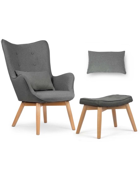 Sparnas fotelis su kėdute Sofotel Norse pilka Sparnas fotelis su kėdute Sofotel Norse pilka