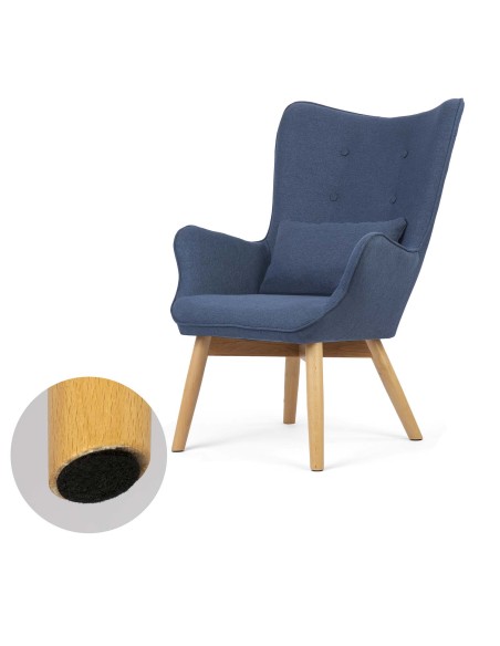 Skandinaviškos mėlynos spalvos fotelis su atramomis Skandinaviškos mėlynos spalvos fotelis su atramomis