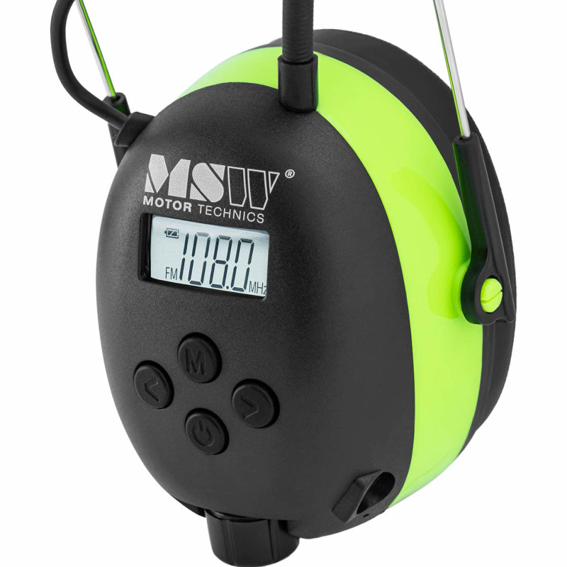Ausinės, izoliuojančios garsą, aktyvūs apsauginiai trukdžiai su AUX MP3 Bluetooth radiju - žalia