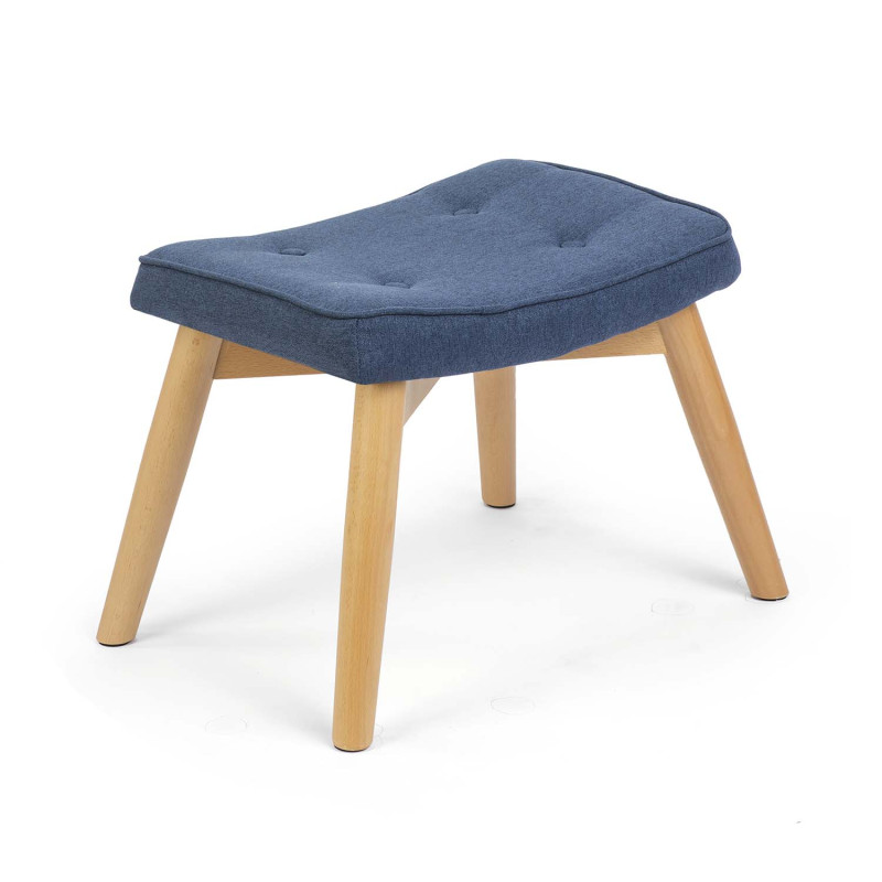 Skandinaviškos mėlynos spalvos fotelis su atramomis