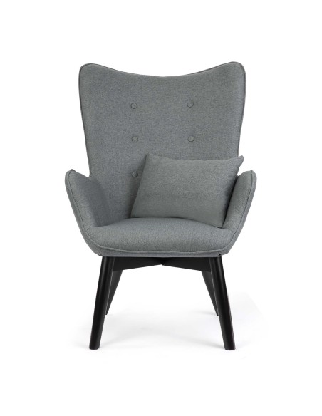 Skandinaviškai pilka kėdė su sparneliais Skandinaviškai pilka kėdė su sparneliais