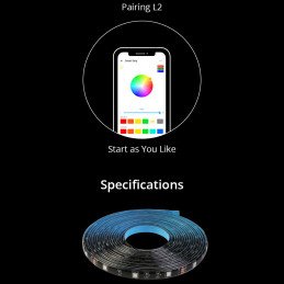 LED juostelė išmani vandeniui atspari RGB juosta nuotolinio valdymo pultelis WiFi maitinimo šaltinis 2m
