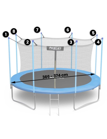 Vidinis tinklelis batutui 374cm 12ft Neo-Sport Vidinis tinklelis batutui 374cm 12ft Neo-Sport