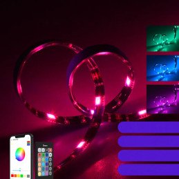LED juostelė išmani vandeniui atspari RGB juosta nuotolinio valdymo pultelis WiFi maitinimo šaltinis 2m