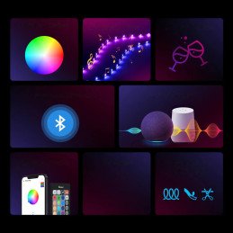 LED juostelė išmani vandeniui atspari RGB juosta nuotolinio valdymo pultelis WiFi maitinimo šaltinis 2m
