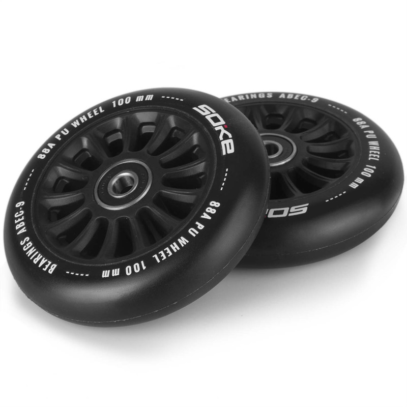 Motorolerio ratai W100 mm juodi 2 vnt.