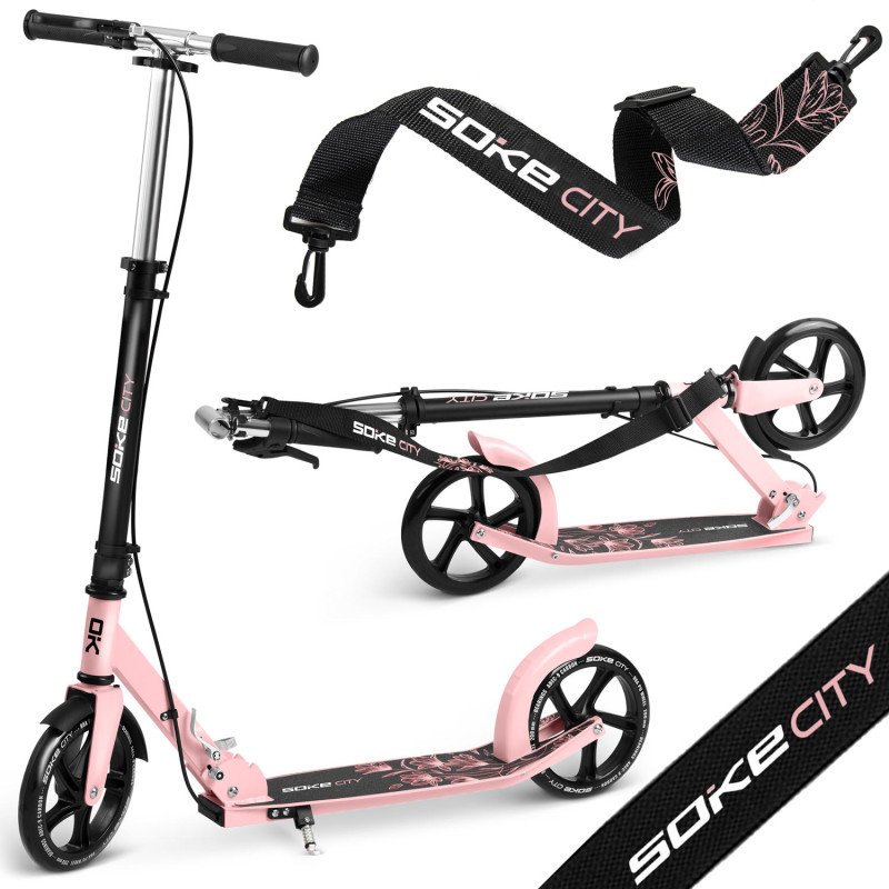 Juodos ir rožinės spalvos Soke City motoroleris Juodos ir rožinės spalvos Soke City motoroleris