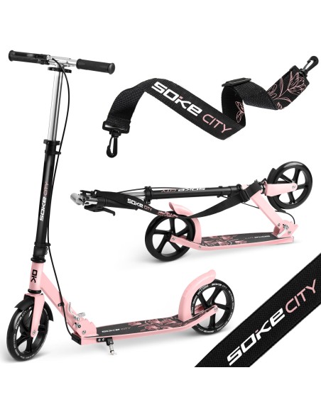 Juodos ir rožinės spalvos Soke City motoroleris Juodos ir rožinės spalvos Soke City motoroleris