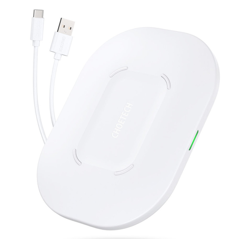 Qi 15W belaidis įkroviklis + USB laidas - USB Type C 1m baltas Qi 15W belaidis įkroviklis + USB laidas - USB Type C 1m baltas