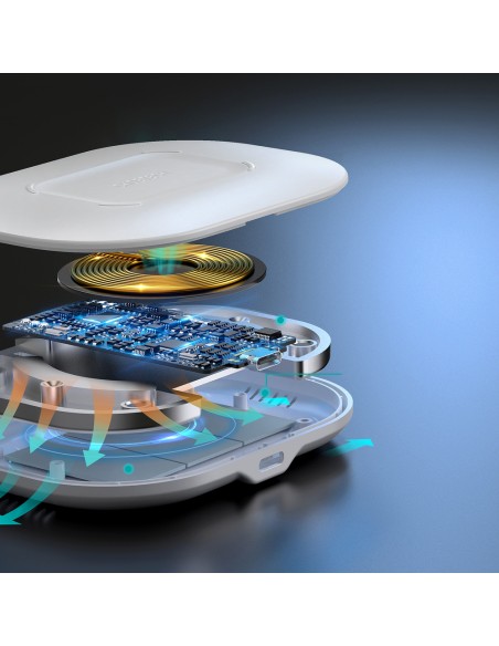 Qi 15W belaidis įkroviklis + USB laidas - USB Type C 1m baltas