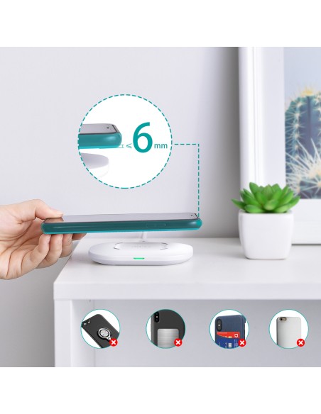 Qi 15W belaidis įkroviklis + USB laidas - USB Type C 1m baltas