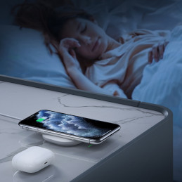 Qi 15W belaidis įkroviklis + USB laidas - USB Type C 1m baltas