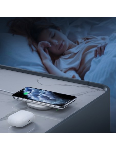 Qi 15W belaidis įkroviklis + USB laidas - USB Type C 1m baltas