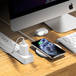 Qi 15W belaidis įkroviklis + USB laidas - USB Type C 1m baltas
