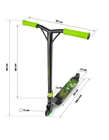Kaskadininkų paspirtukas SOKE PRO geltonai žalias