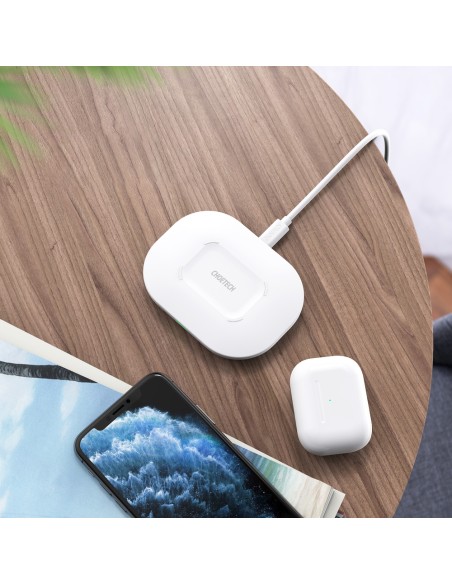 Qi 15W belaidis įkroviklis + USB laidas - USB Type C 1m baltas