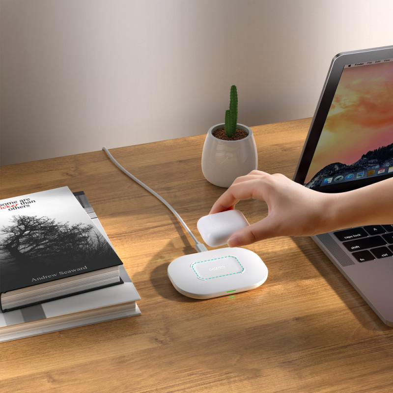 Qi 15W belaidis įkroviklis + USB laidas - USB Type C 1m baltas